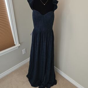 Elegant Navy Blue Lace Dress